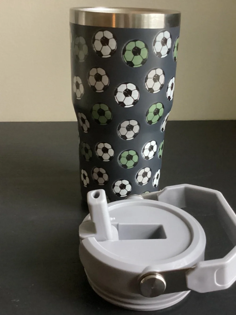 Soccer Football Stainless Steel Insulated Tumbler Water Bottle 18 - 20oz